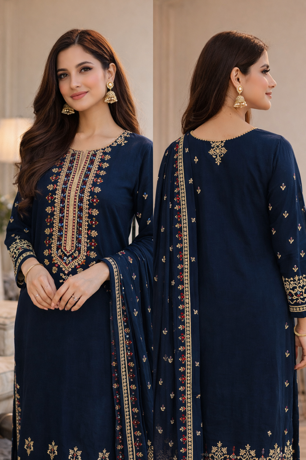 3 Pcs Women's Unstitched Embroidered Lawn Suit