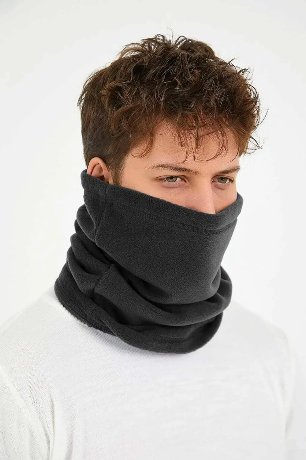 Men Fleece Neck Warmer Black Winter Warm Unisex